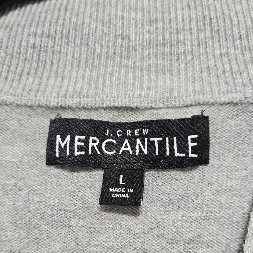 J. Crew Mercantile Men's Light Gray Crewneck Sweater Long Sleeve 1/4 Zip Up Sz L - Picture 5 of 9